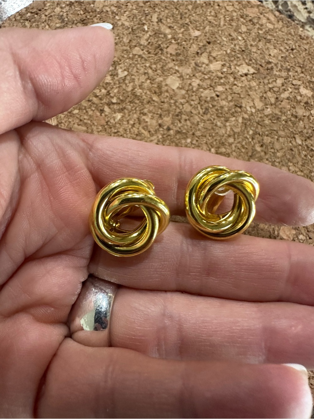 Gold Knot Stud Earrings - clip